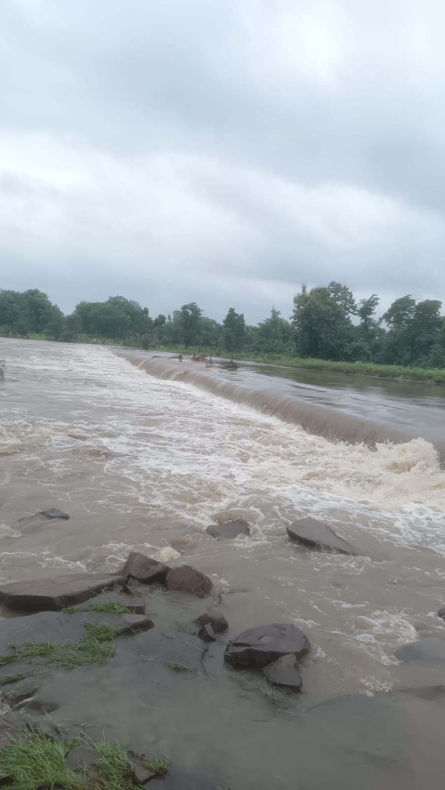 River in full monsoon flow across the rock shelves