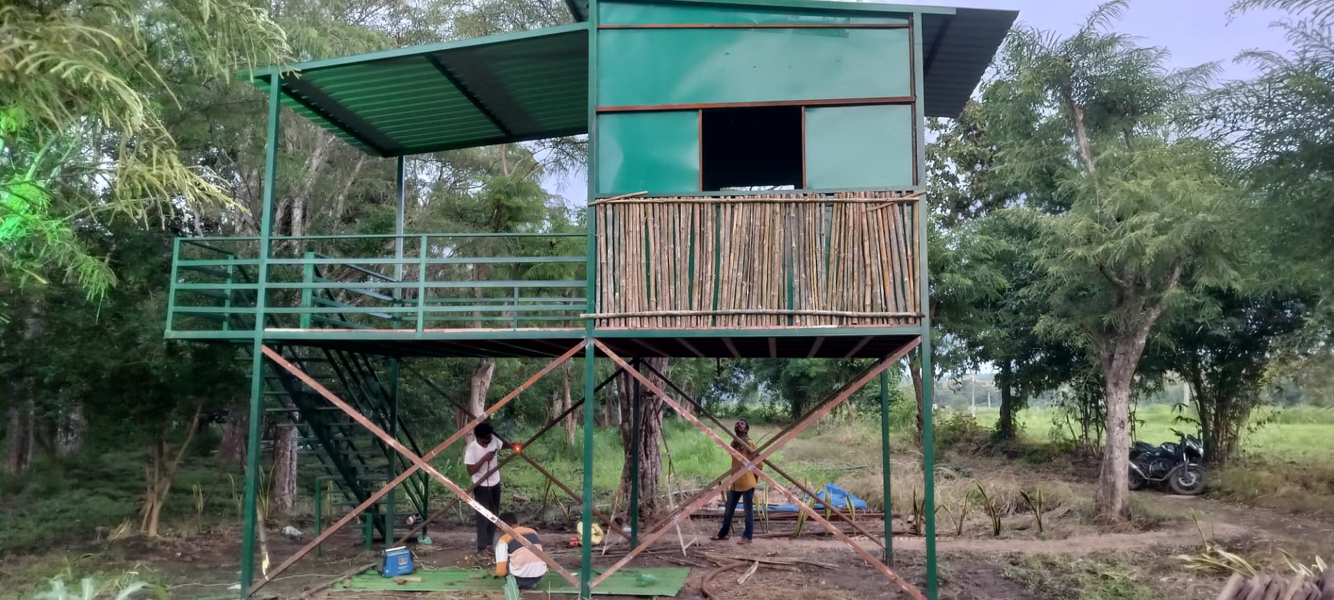 The new elevated watch point being built on the estate, with bamboo screen and open deck