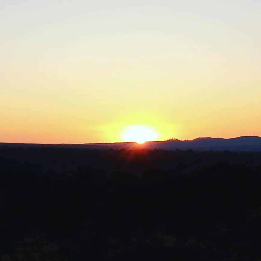 Sunset over the Vindhyan hills beyond the retreat