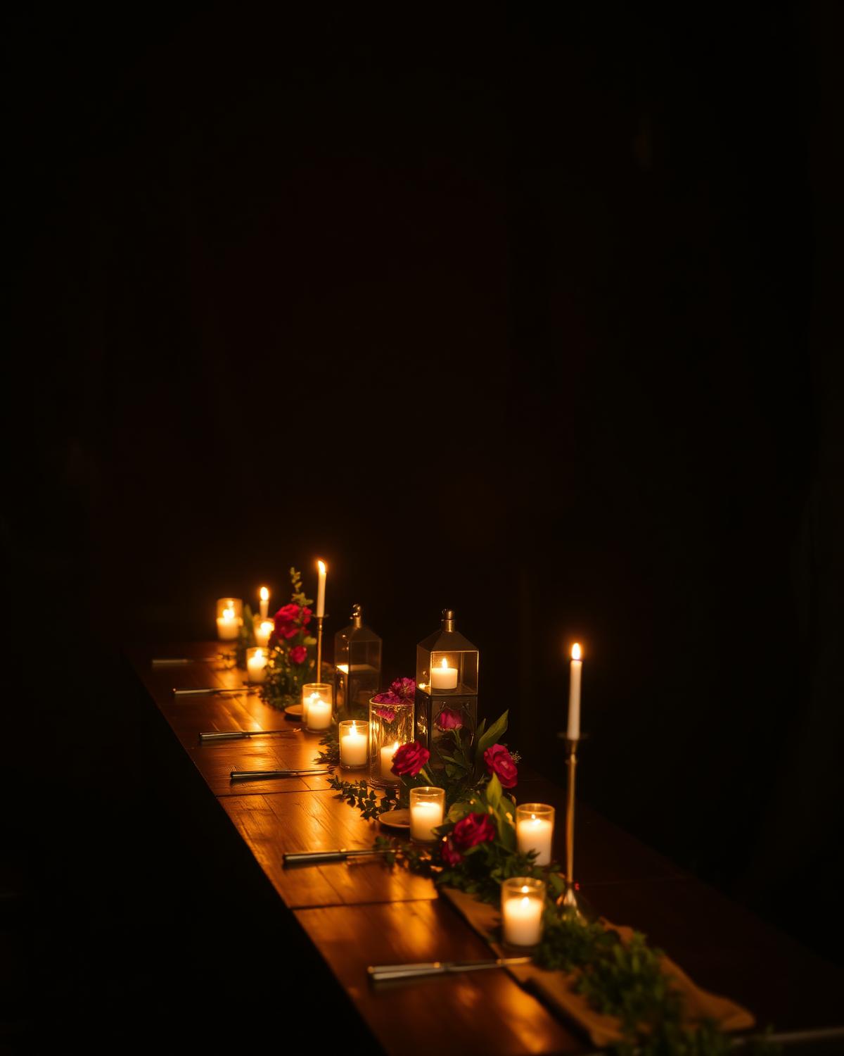 Candlelit forest dinner